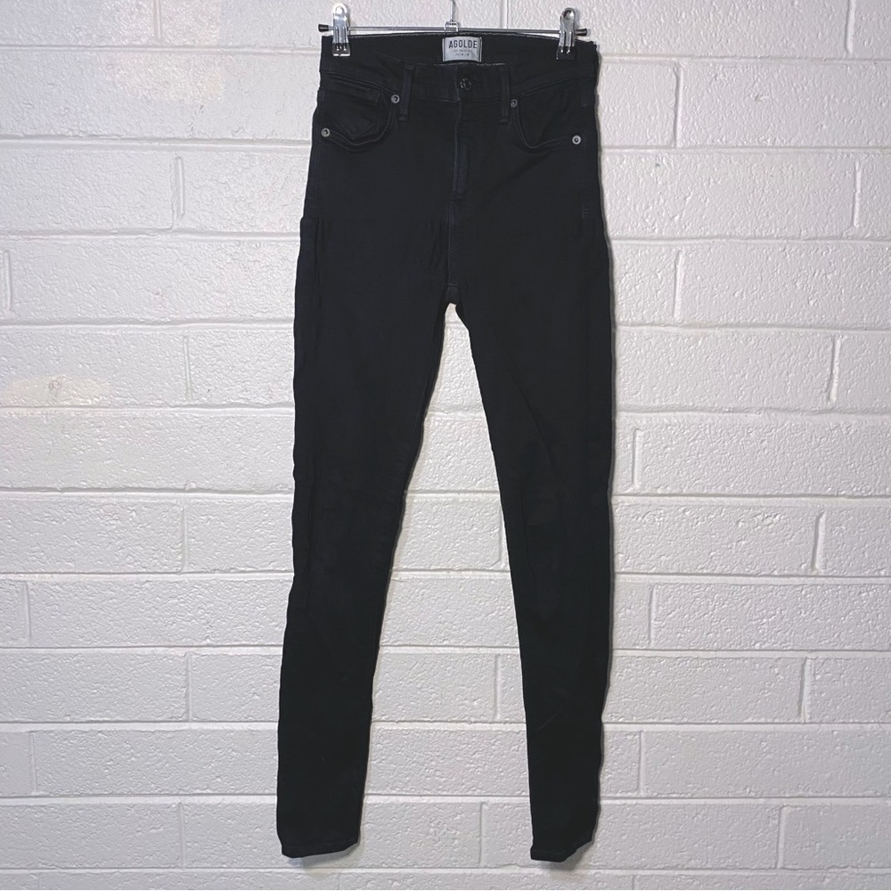 AGOLDE Black Stretch Jeans 25 Waist Women’s Super Stretchy Tapered Skinny Used